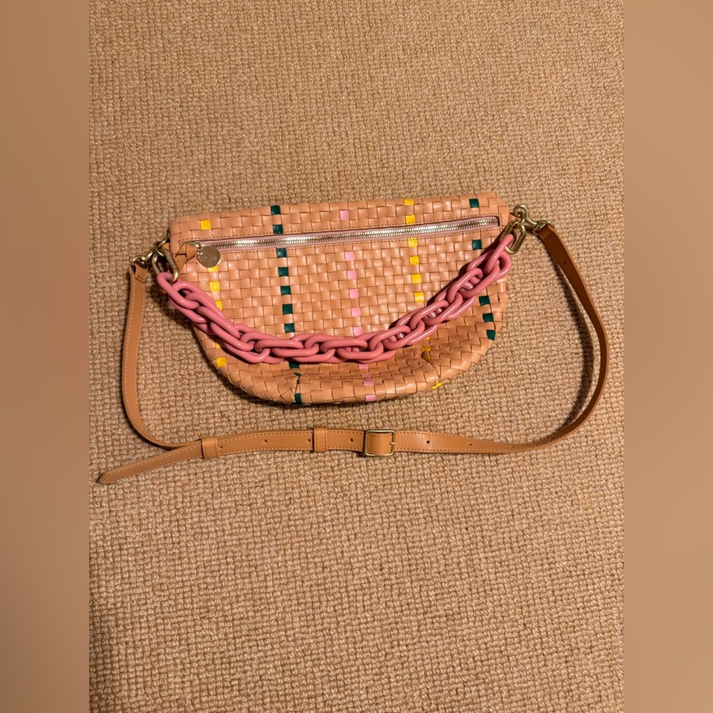 Clare V Grande Fanny in Bisque Check sold with detachable pink chain strap - Picture 16 of 16